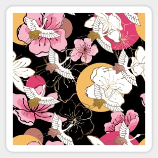 Crane flower pattern Sticker